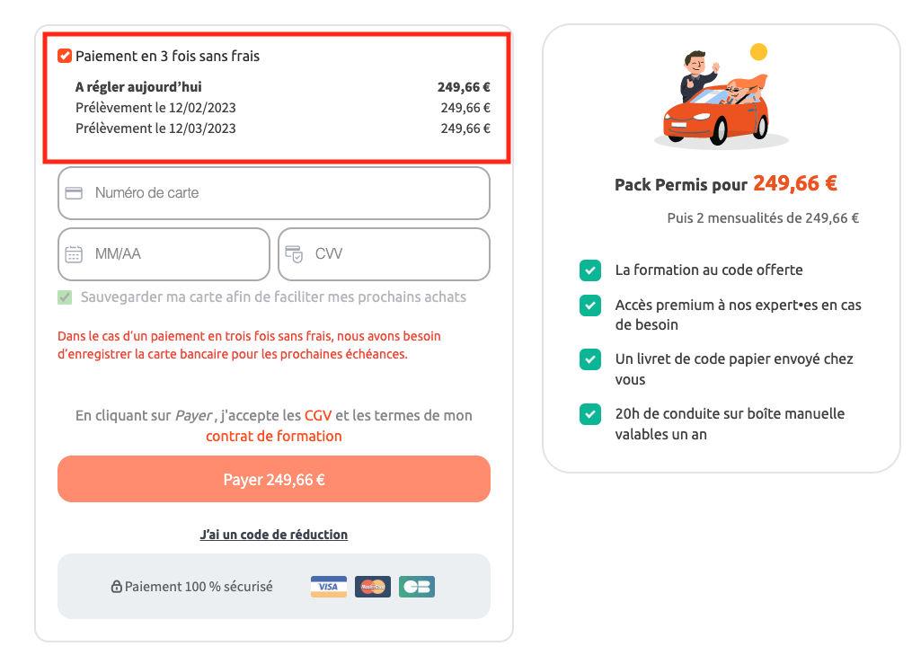 Récapitulatif des échéances de paiement